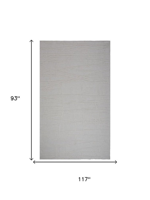 8' X 10' Ivory And Natural Wool Abstract Hand Tufted Area Rug