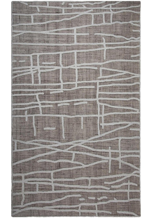 8' X 10' Tan And Ivory Wool Abstract Hand Tufted Area Rug