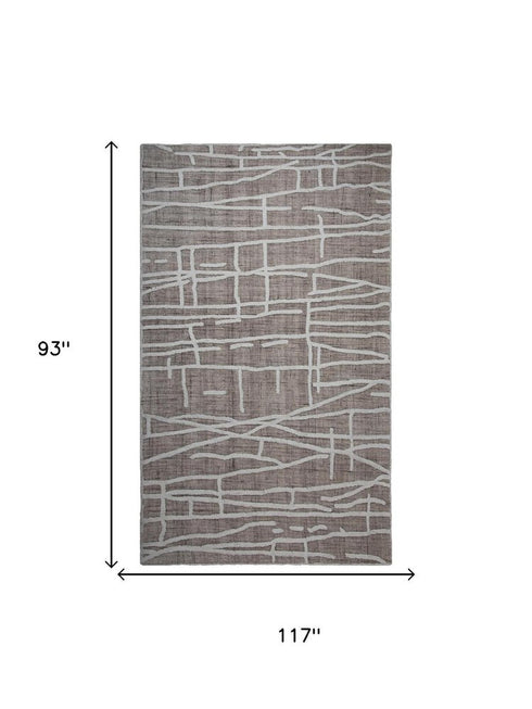 8' X 10' Tan And Ivory Wool Abstract Hand Tufted Area Rug