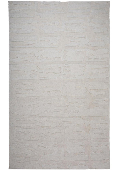 8' X 10' Ivory And Natural Wool Abstract Hand Tufted Area Rug