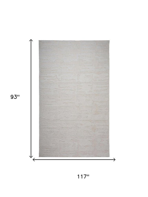 8' X 10' Ivory And Natural Wool Abstract Hand Tufted Area Rug