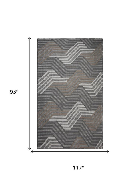 8' X 10' Gray Brown And Ivory Wool Geometric Hand Tufted Area Rug