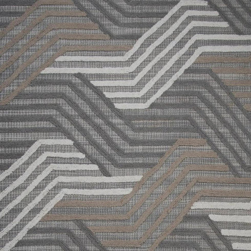 8' X 10' Gray Brown And Ivory Wool Geometric Hand Tufted Area Rug