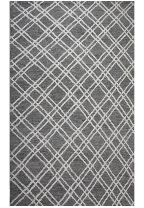 8' X 10' Gray And Ivory Wool Geometric Hand Tufted Area Rug