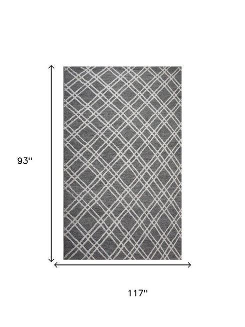 8' X 10' Gray And Ivory Wool Geometric Hand Tufted Area Rug