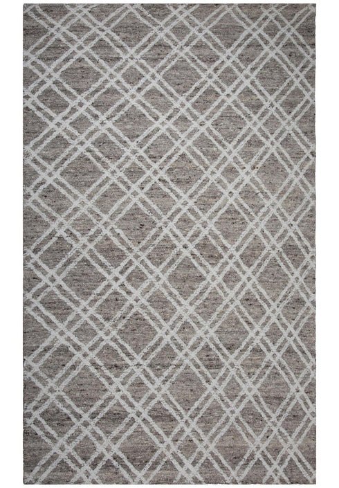 8' X 10' Tan And Ivory Wool Geometric Hand Tufted Area Rug