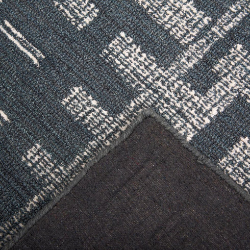 8' X 10' Blue And Ivory Wool Abstract Hand Tufted Area Rug