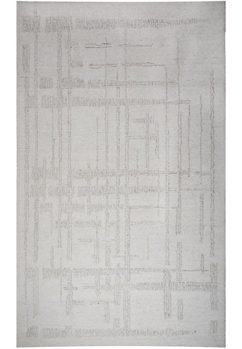 8' X 10' Ivory And Natural Wool Abstract Hand Tufted Area Rug