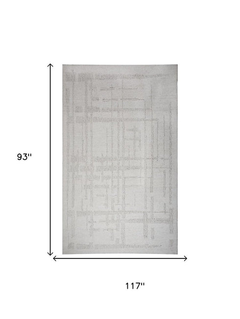 8' X 10' Ivory And Natural Wool Abstract Hand Tufted Area Rug