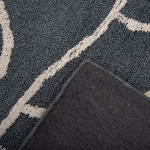 8' X 10' Blue And Ivory Wool Abstract Hand Tufted Area Rug