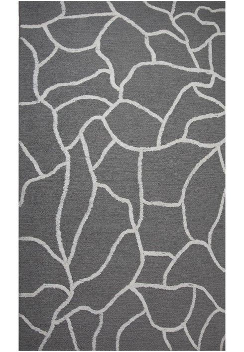 8' X 10' Gray And Ivory Wool Abstract Hand Tufted Area Rug