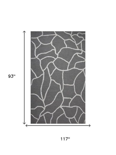 8' X 10' Gray And Ivory Wool Abstract Hand Tufted Area Rug
