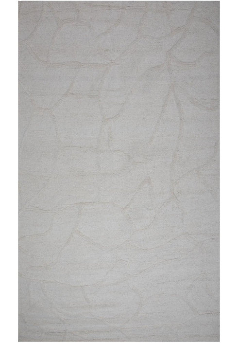 8' X 10' Ivory And Natural Wool Abstract Hand Tufted Area Rug