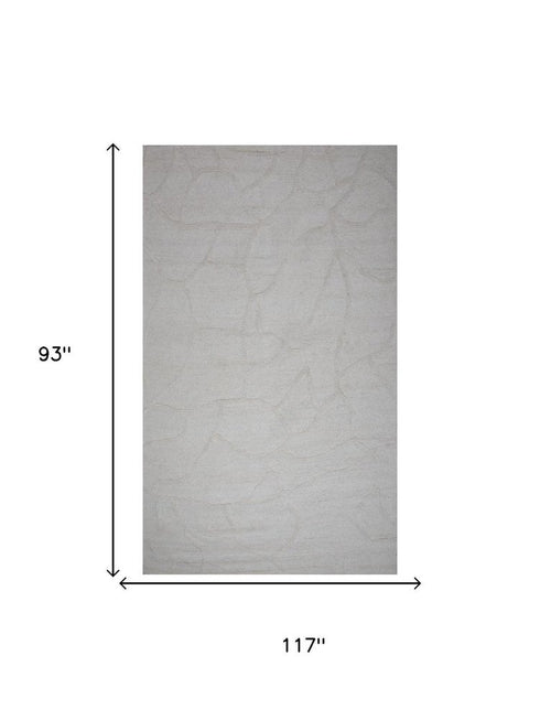 8' X 10' Ivory And Natural Wool Abstract Hand Tufted Area Rug