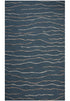 8' X 10' Blue Brown And Ivory Wool Striped Hand Tufted Area Rug