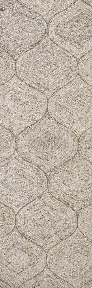 8' Brown Ivory And White Wool Geometric Hand Tufted Area Rug