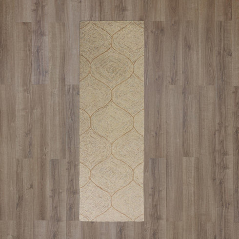 8' Brown Ivory And White Wool Geometric Hand Tufted Area Rug