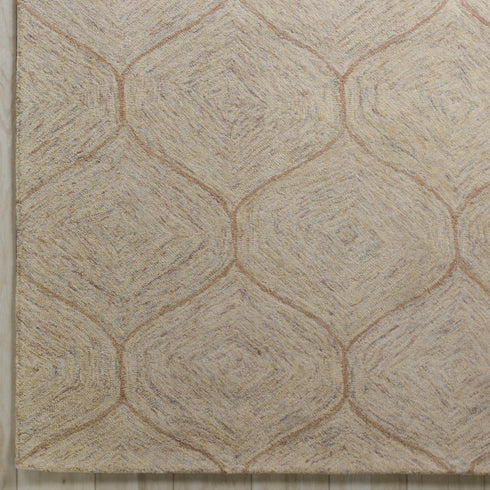 8' Brown Ivory And White Wool Geometric Hand Tufted Area Rug