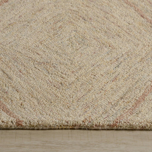 8' X 10' Brown Ivory And White Wool Geometric Hand Tufted Area Rug