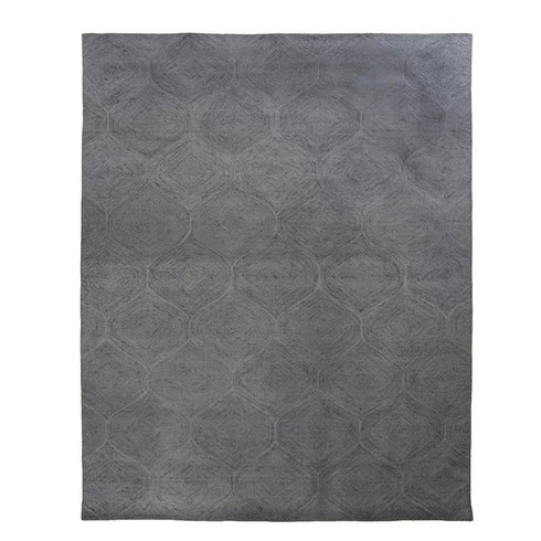 8' X 10' Gray And White Wool Geometric Hand Tufted Area Rug