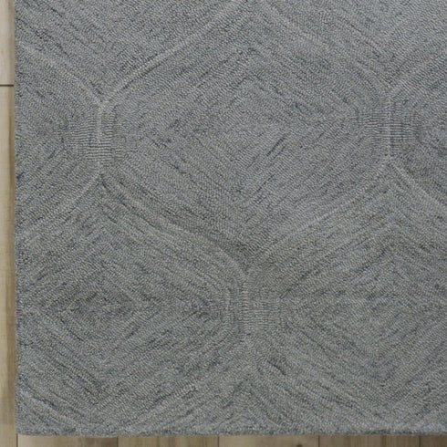 8' X 10' Gray And White Wool Geometric Hand Tufted Area Rug