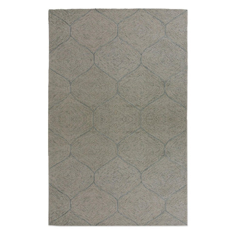 8' X 10' Green And White Wool Geometric Hand Tufted Area Rug