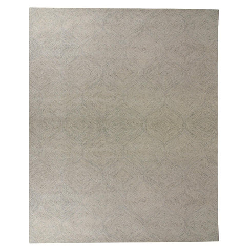 5' X 8' Beige And White Wool Geometric Hand Tufted Area Rug