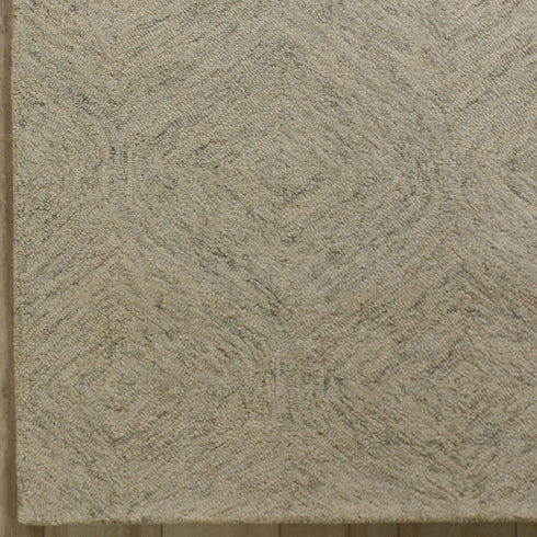5' X 8' Beige And White Wool Geometric Hand Tufted Area Rug