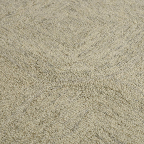 5' X 8' Beige And White Wool Geometric Hand Tufted Area Rug