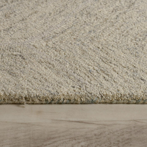 5' X 8' Beige And White Wool Geometric Hand Tufted Area Rug