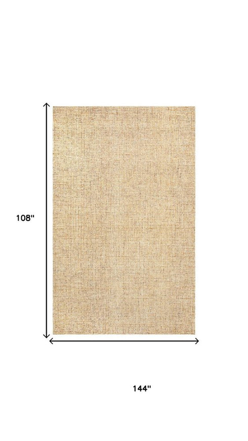 9' X 12' Orange And Ivory Wool Hand Tufted Area Rug