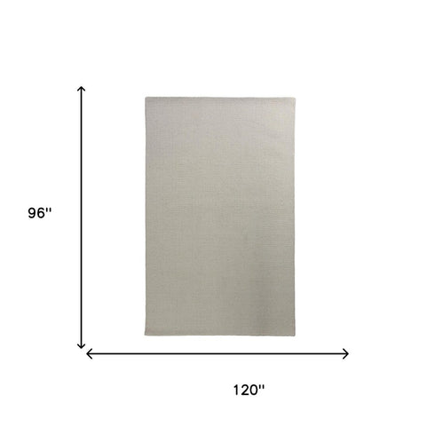 8' X 10' Ivory And White Wool Hand Tufted Area Rug