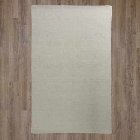 9' X 12' Ivory And White Wool Hand Tufted Area Rug