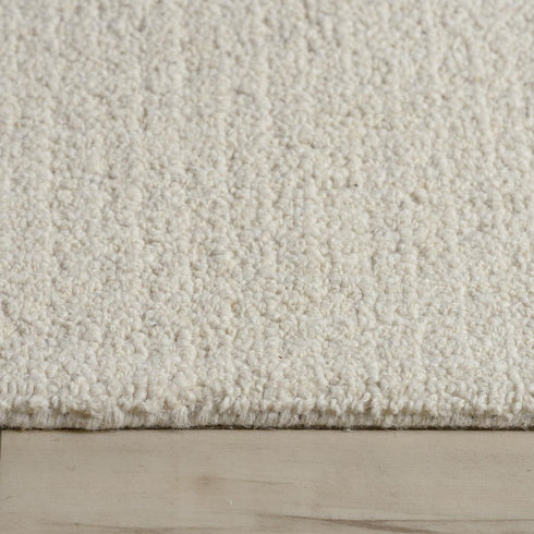 9' X 12' Ivory And White Wool Hand Tufted Area Rug