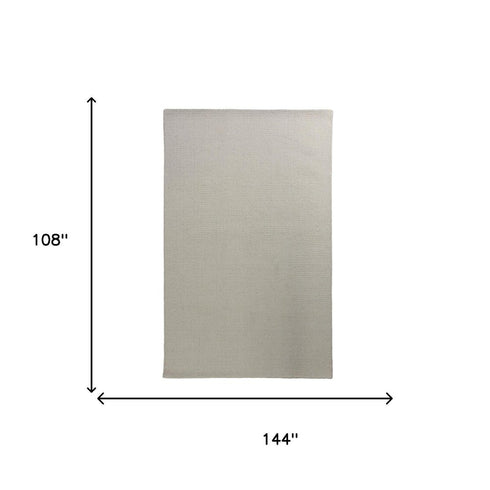 9' X 12' Ivory And White Wool Hand Tufted Area Rug