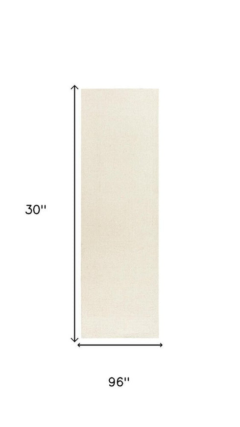 8' Ivory And White Wool Hand Tufted Area Rug
