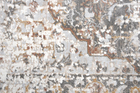 8' Beige Copper And Gray Medallion Area Rug