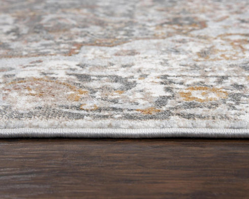 8' Beige Copper And Gray Medallion Area Rug