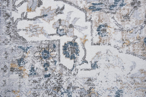 8' Beige Blue Gray And Rust Medallion Area Rug