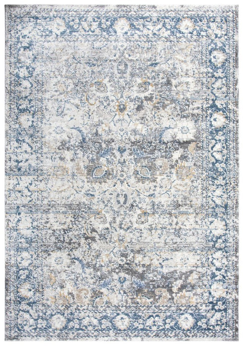 8' Beige Blue Gray And Rust Oriental Area Rug