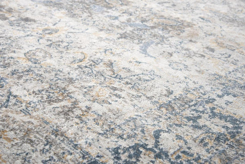8' Beige Blue Gray And Rust Oriental Area Rug