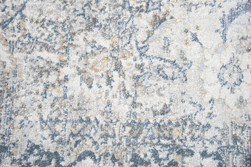 8' Beige Blue Gray And Rust Oriental Area Rug