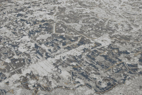 8' Beige Blue Gray And Rust Medallion Area Rug