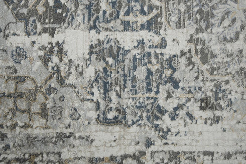 8' Beige Blue Gray And Rust Medallion Area Rug