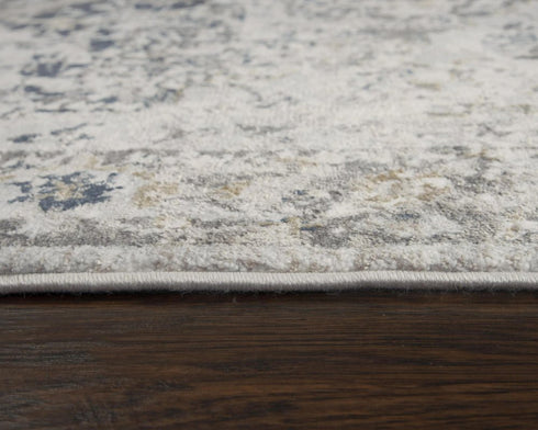 8' Beige Blue Gray And Rust Medallion Area Rug