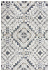 8' Beige Blue Gray And Rust Geometric Area Rug