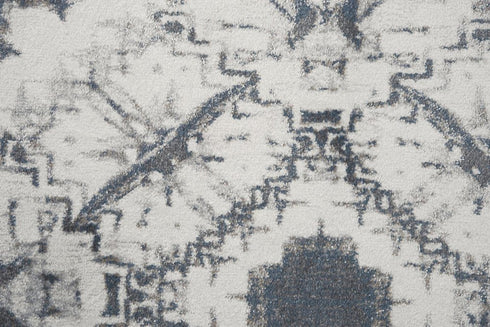 8' Beige Blue Gray And Rust Geometric Area Rug