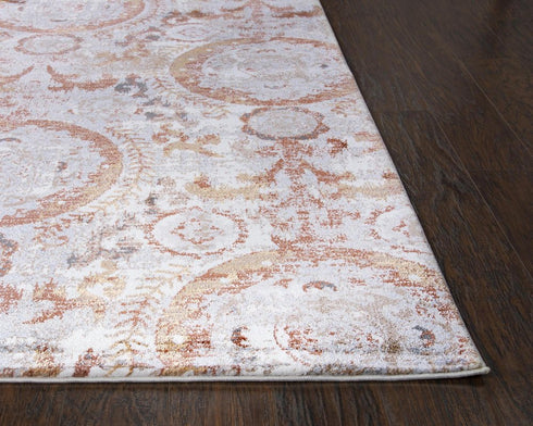 9' X 12' Beige Copper And Gray Geometric Area Rug