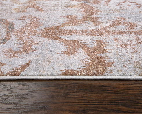 9' X 12' Beige Copper And Gray Geometric Area Rug