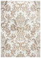 8' Beige Copper And Gray Damask Area Rug